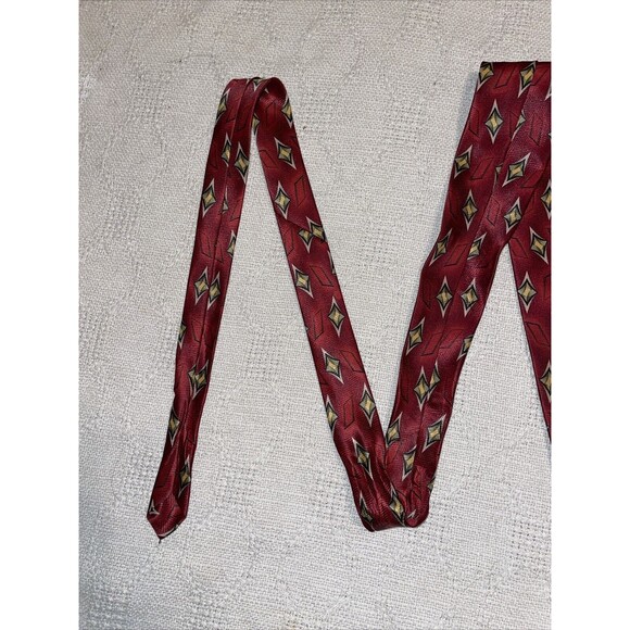 Rene Chagal Men’s Dress Tie Size 57” 4” Red Geometric Business Formal Polyester - Picture 6 of 12